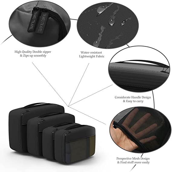 YAMIU Packing Cubes 7-Pcs Travel Organizer Accessories with Shoe Bag & 2 Toiletry Bags