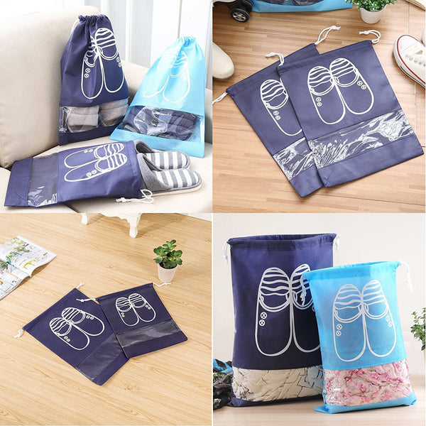 YAMIU 10 Pcs Shoe Bags Dust-proof Drawstring with Window Travel Shoe Storage Bags