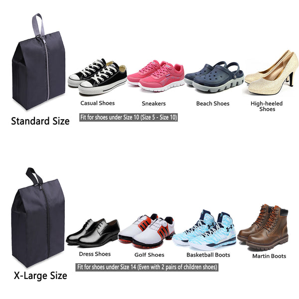 YAMIU Travel Shoe Bags Set of 2 Waterproof Nylon With Zipper For Men & Women (Black)