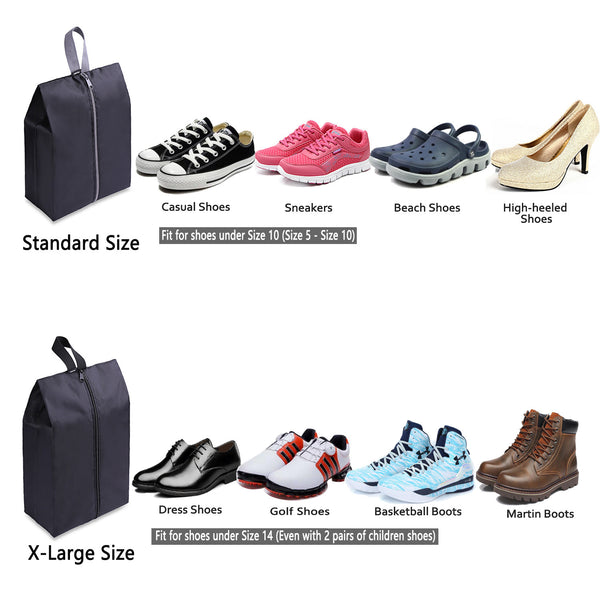 YAMIU Travel Shoe Bags Set of 4 Waterproof Nylon With Zipper For Men & Women (Black)