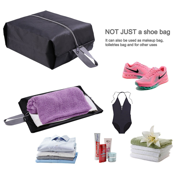 YAMIU Travel Shoe Bags Set of 4 Waterproof Nylon With Zipper For Men & Women (Black)