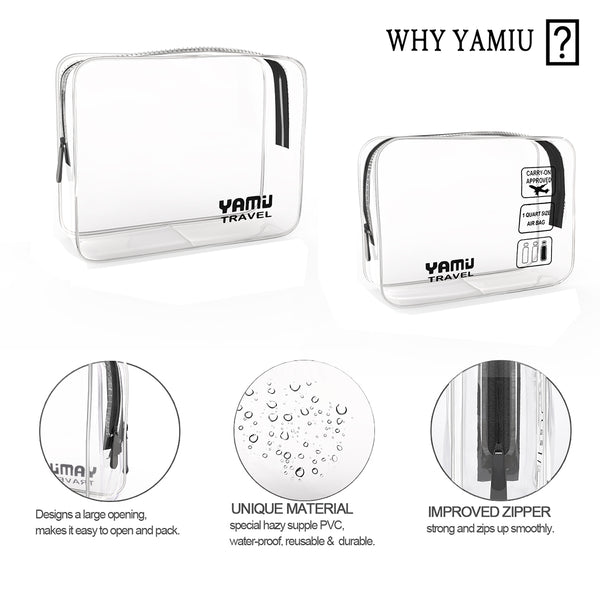 YAMIU Travel TSA Approved Toiletry Bag Waterproof Airline Clear Kit 3- – YaMiu